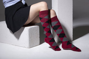 Socks n Socks Women's Fashion - Women's Intimates and Loungewear - Women's Socks & Hosiery - Socks Women's High-Class Argyle Knee High Socks Set