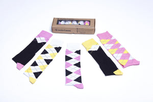 Socks n Socks Women's Fashion - Women's Intimates and Loungewear - Women's Socks & Hosiery - Socks Women's Mixed & Match Argyle Knee High Socks Set