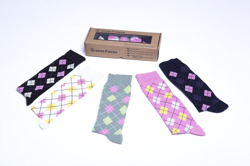 Socks n Socks Women's Fashion - Women's Intimates and Loungewear - Women's Socks & Hosiery - Socks Women's Traditional Argyle Knee High Socks Set