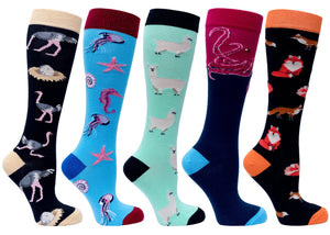 Socks n Socks Women's Fashion - Women's Intimates and Loungewear - Women's Socks & Hosiery - Socks Women's Wild Animals Knee High Socks Set