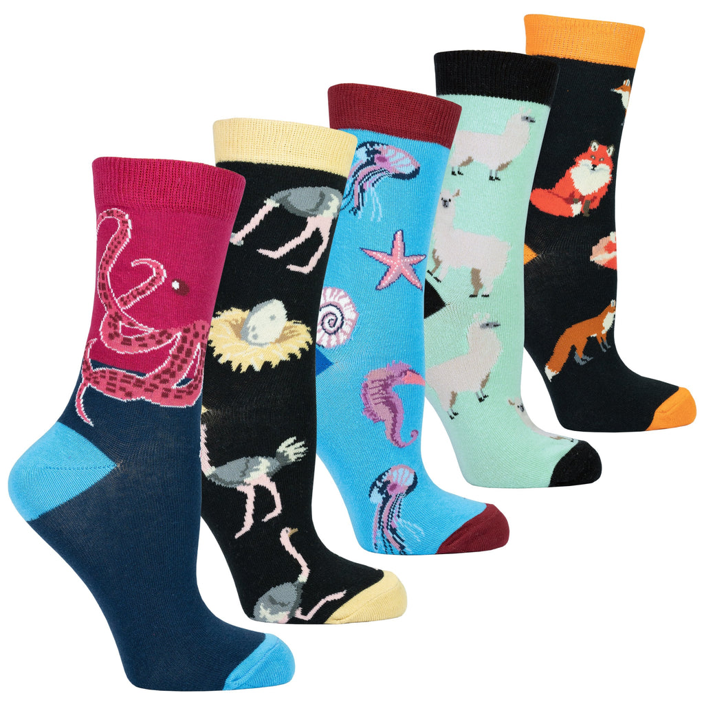 Socks n Socks Women's Fashion - Women's Intimates and Loungewear - Women's Socks & Hosiery - Socks Women's Wild Animals Socks Set