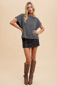 Trendsi Annie Wear Checkered Round Neck Short Sleeve T-Shirt