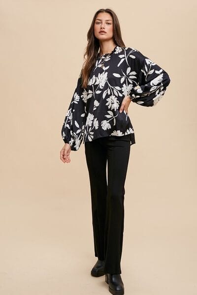 Trendsi Annie Wear Frill Printed Balloon Sleeve Blouse