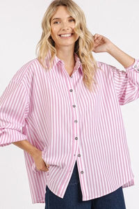 Mittoshop Button Down Striped Long Sleeve Shirt