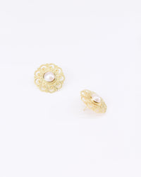 Truvai Women's Earrings Clementine Gold Vermeil & Mabe Pearl Floral Post Earrings