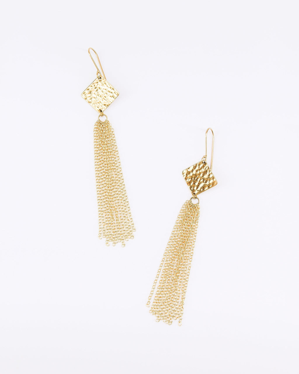 Truvai Women's Earrings Florence Gold Plated Upcycled Hammered Brass & Chain Tassel Earrings