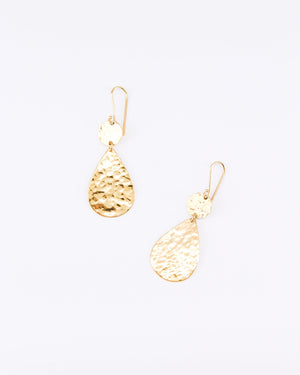 Truvai Women's Earrings Phillippa Gold Plated Upcycled Hammered Drop Earrings | Limited Edition