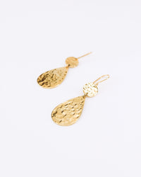 Truvai Women's Earrings Phillippa Gold Plated Upcycled Hammered Drop Earrings | Limited Edition