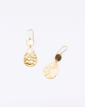 Truvai Women's Earrings Phillippa Gold Plated Upcycled Hammered Drop Earrings | Limited Edition