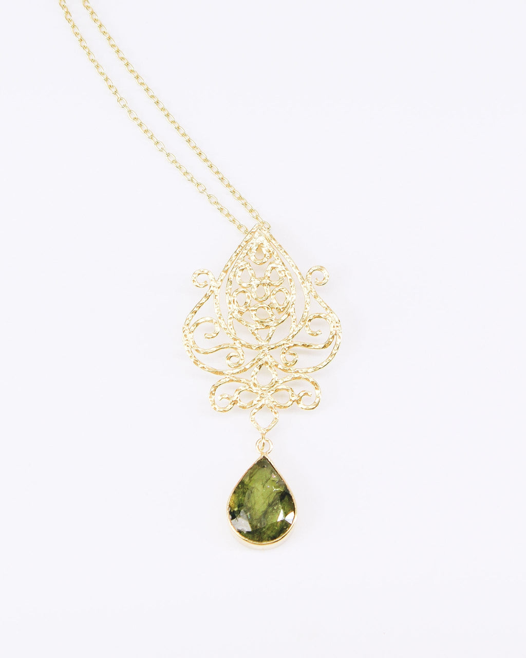 Truvai Women's Necklace Bess Gold Filigree & Peridot Gemstone Necklace