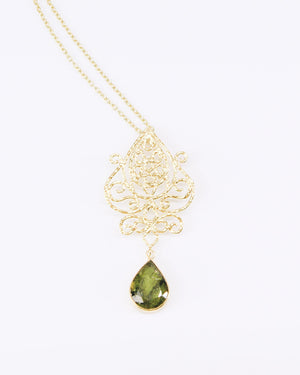 Truvai Women's Necklace Bess Gold Filigree & Peridot Gemstone Necklace