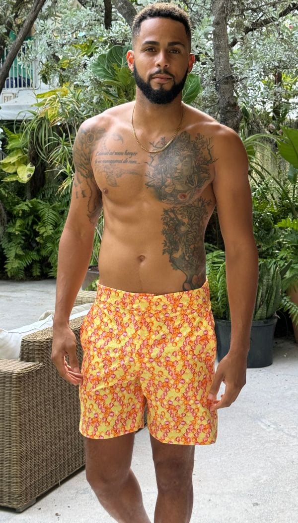 Voglia Swimwear Mens Swimwear S / Oh Honey Yellow Honeycomb Wet Wood x Voglia Swimwear - Willis Tailored Men's Swim Short