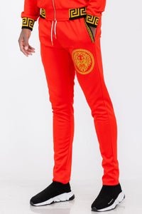 WEIV Men's Fashion - Men's Clothing - Pants - Casual Pants RED / S Lion Head Embroidered Track Pants