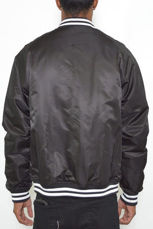 WEIV Men's Outerwear Classic Varsity Windbreaker Bomber Jacket in Black