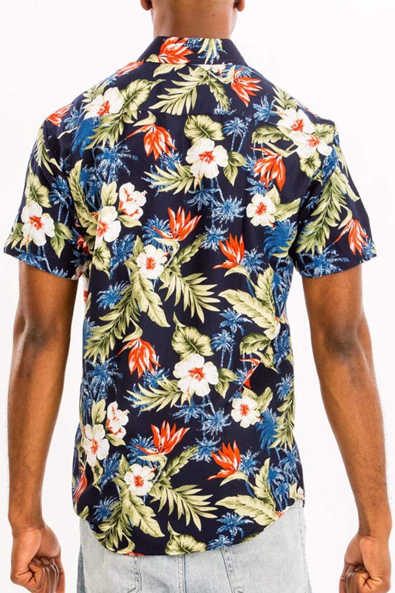 WEIV Men's Shirt Digital Print Hawaiian Short Sleeve Shirt in Floral Multicolor Print