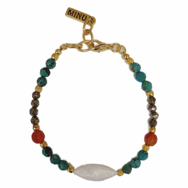 Wholesale MINU Jewels Bracelets Gold/Multi Mabel Beaded Bracelet With Carnelian, Turquoise, Pyrite, & Mother Of Pearl