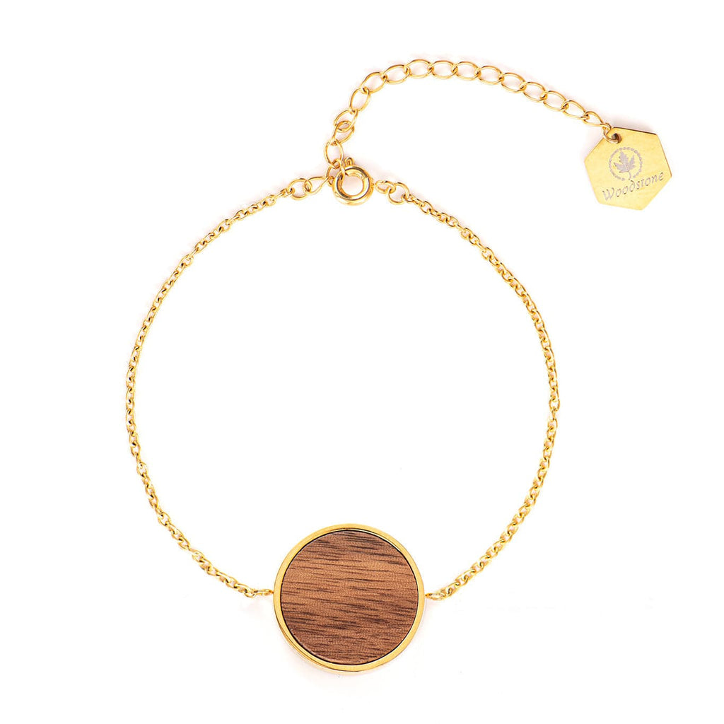 Woodstone Bracelet Daisy Walnut - Gold Bracelet