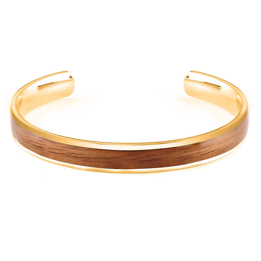 Woodstone Bracelet Diana Walnut - Gold Bangle