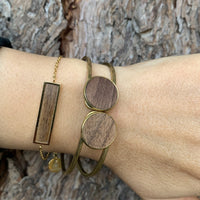 Woodstone Bracelet Olivia Walnut - Gold Bangle