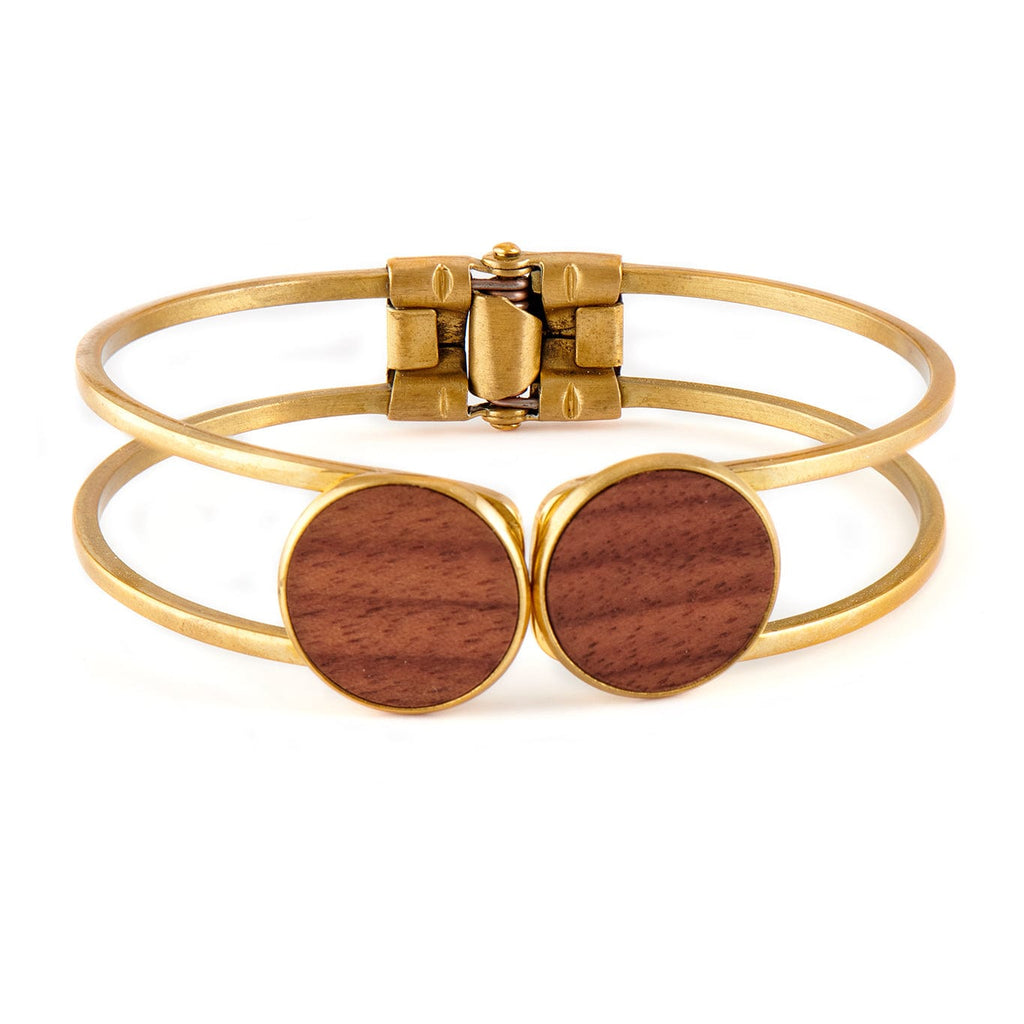 Woodstone Bracelet Olivia Walnut - Gold Bangle