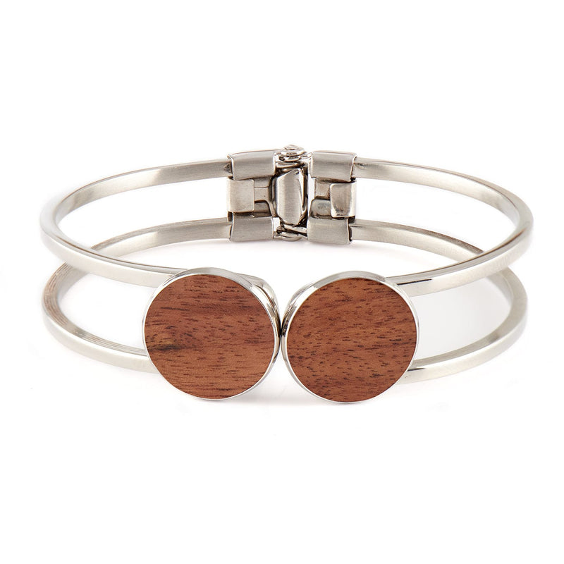 Woodstone Bracelet Olivia Walnut - Silver Bangle