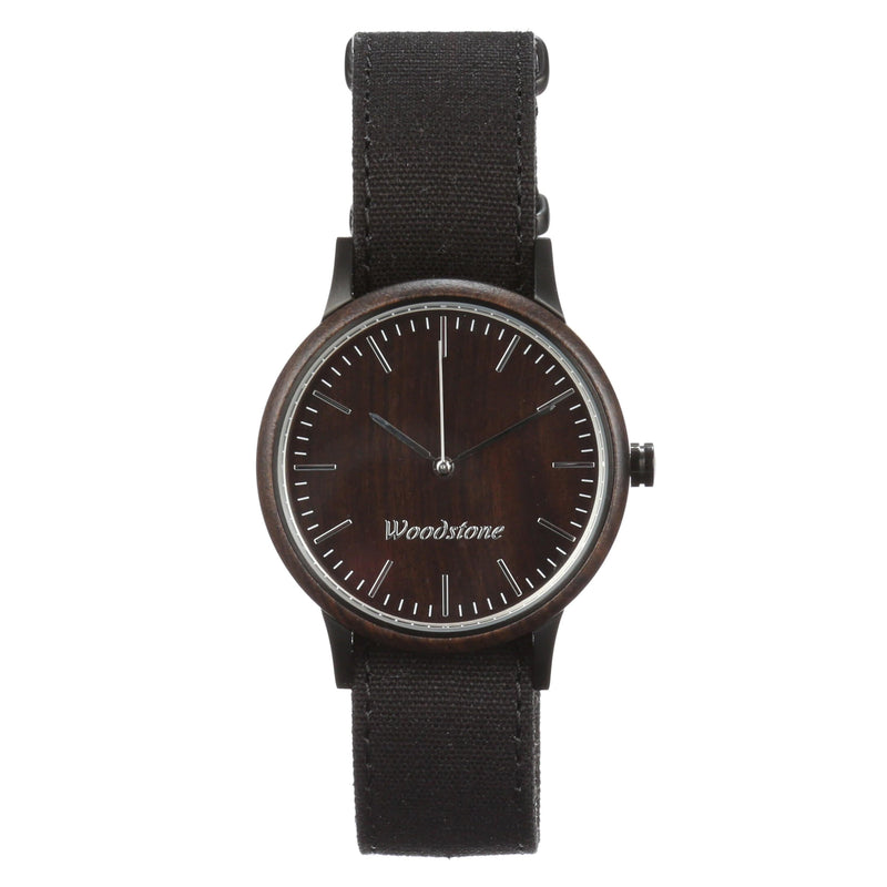 Woodstone Men's Watch Troy Black Sandalwood Canvas