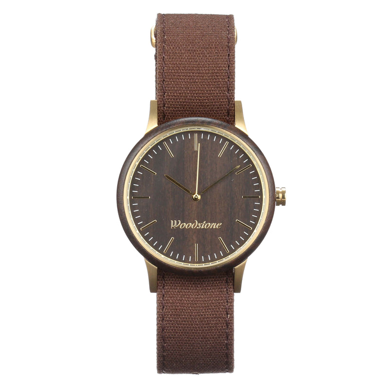 Woodstone Men's Watch Troy Black Sandalwood - Gold Canvas Men's Watch