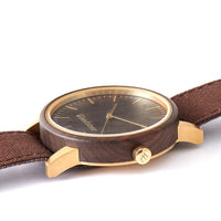 Woodstone Men's Watch Troy Black Sandalwood - Gold Canvas Men's Watch