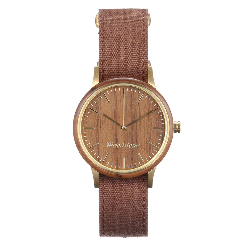 Woodstone Men's Watch Troy Walnut Canvas