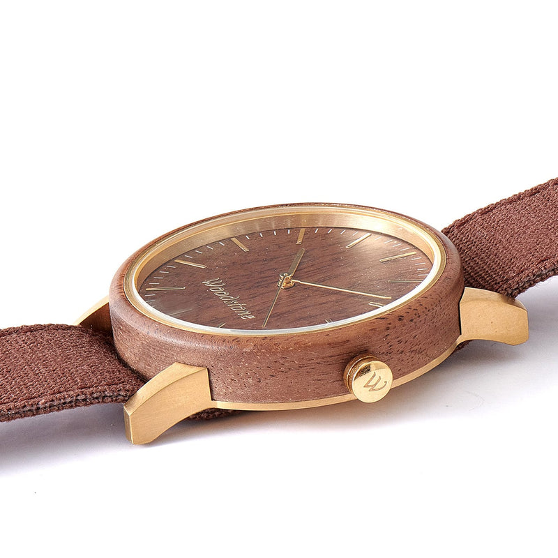 Woodstone Men's Watch Troy Walnut Canvas