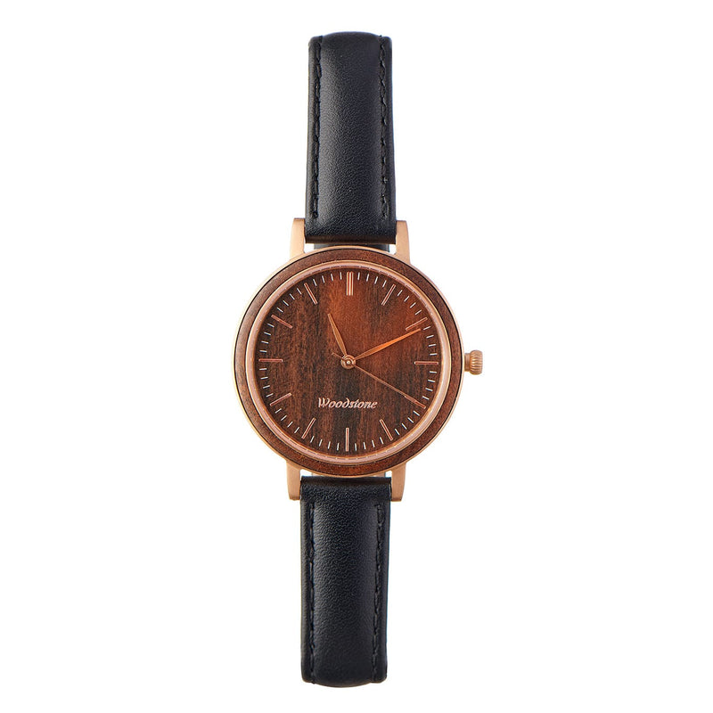 Woodstone Women's Watch Serenity Black Sandalwood - Rosegold