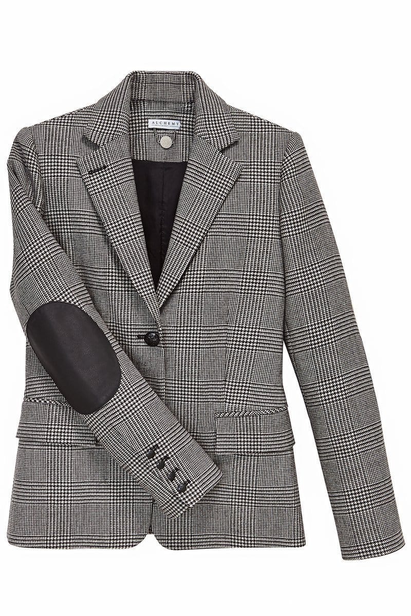 Alchemy Detroit Apparel & Accessories > Clothing > Outerwear > Coats & Jackets Prince of Wales Black / 0 Alchemy Detroit The Madelon Women's (Schoolboy Patch Blazer)
