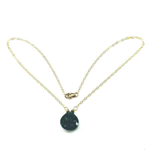 Alexa Martha Designs Necklace Alexa Martha Designs 14 K Gold Filled Wire Wrapped Faceted Briolette Drop Emerald Necklace