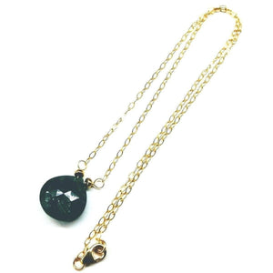 Alexa Martha Designs Necklace Alexa Martha Designs 14 K Gold Filled Wire Wrapped Faceted Briolette Drop Emerald Necklace