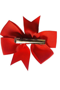 AnnLoren Accessories Set of 3- RED 3" Ribbon Bow Clips