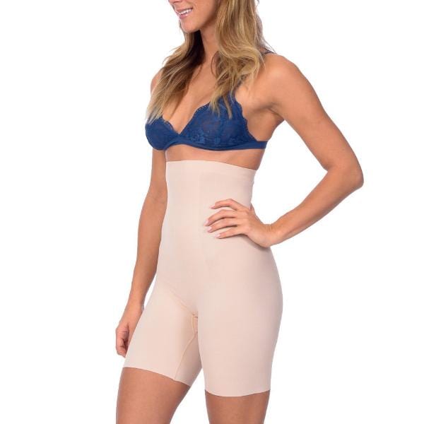 Body Beautiful Shapewear Women's Shapewear Extra Hi Waist Long Boy Leg Shaper With Targeted Double Front Panel Nude