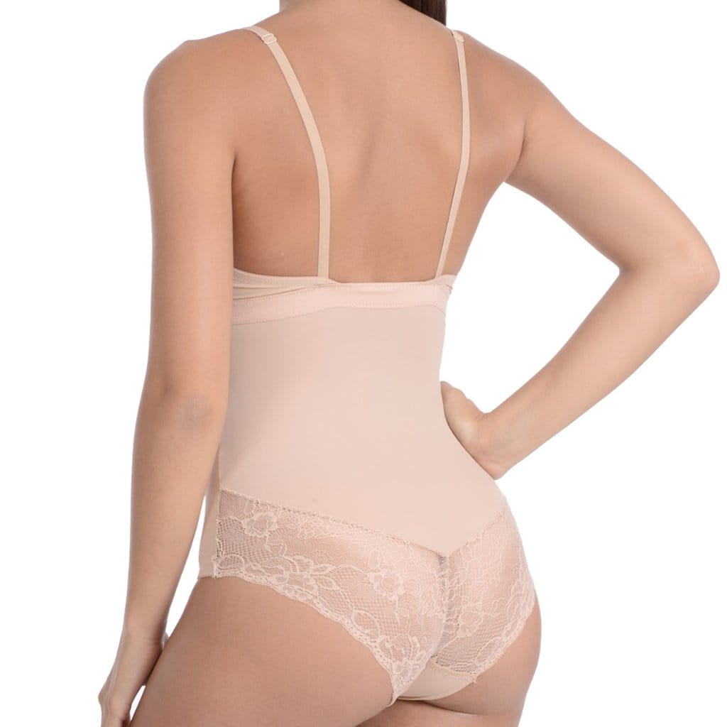 Body Beautiful Shapewear Women's Shapewear Lingerie Look Full Bodysuit Shaper With Beautiful Lace Details Nude
