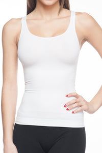 Body Beautiful Shapewear Women's Shapewear M/L Seamless Shaping Tank Top White