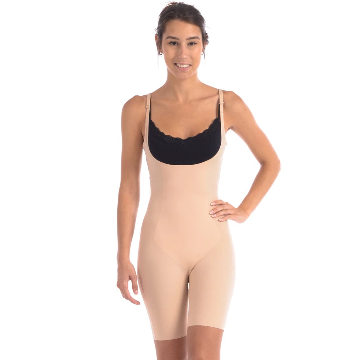 Body Beautiful Shapewear Women's Shapewear S Wear Your Own Bra Bodysuit Shaper With Targeted Double Front Panel Nude