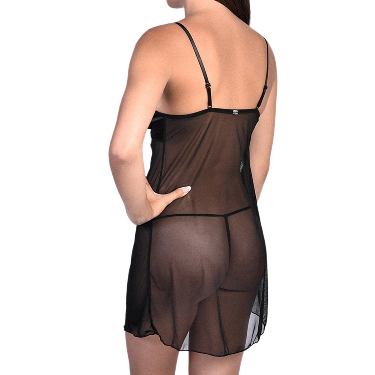 Body Beautiful Shapewear Women's Shapewear Sexy Satin & Sheer Mesh Slip With Panty Black