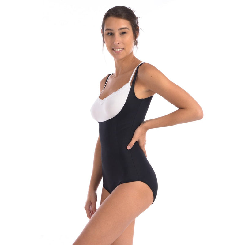 Body Beautiful Shapewear Women's Shapewear Wear Your Own Bra Bodysuit Shaper With Targeted Double Front Panel Black