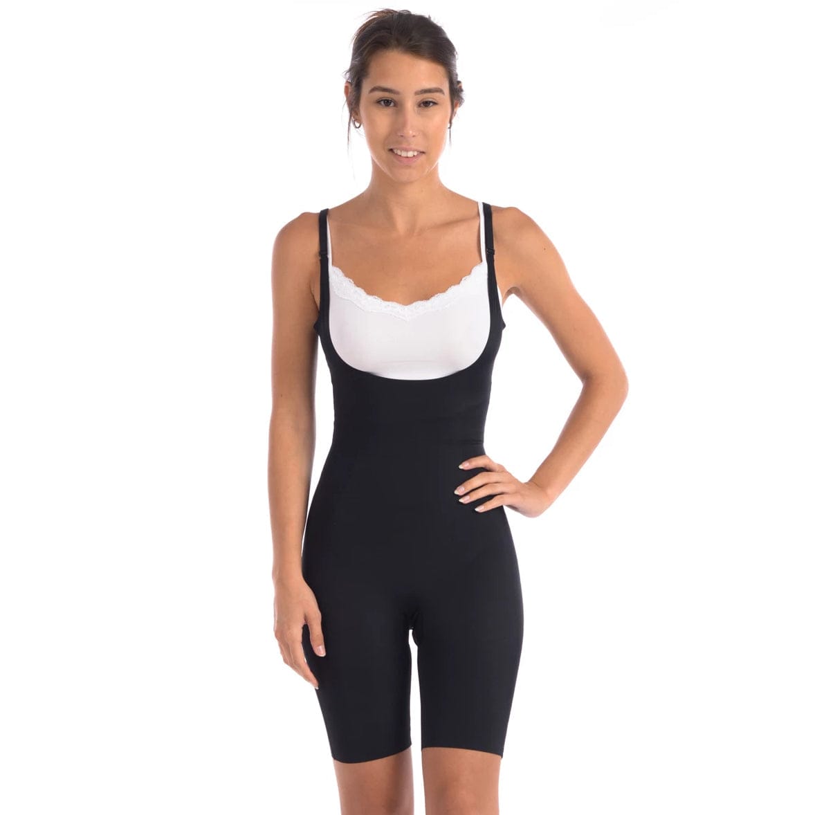 Body Beautiful Shapewear Women's Shapewear Wear Your Own Bra Bodysuit Shaper With Targeted Double Front Panel Nude