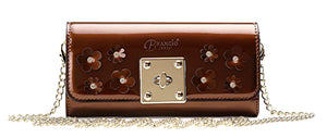 Brangio Italy Collections Wallet Bronze BI Women's Floral Sparx Clutch Wallet in Black, Blue, Bronze, or Champagne