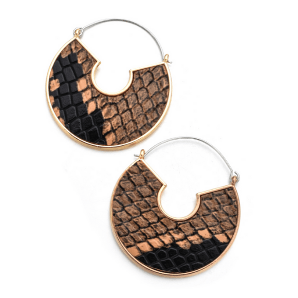 ClaudiaG Jewelry & Accessories - Earrings Brown Snake Skin Half Moon Earrings | ClaudiaG