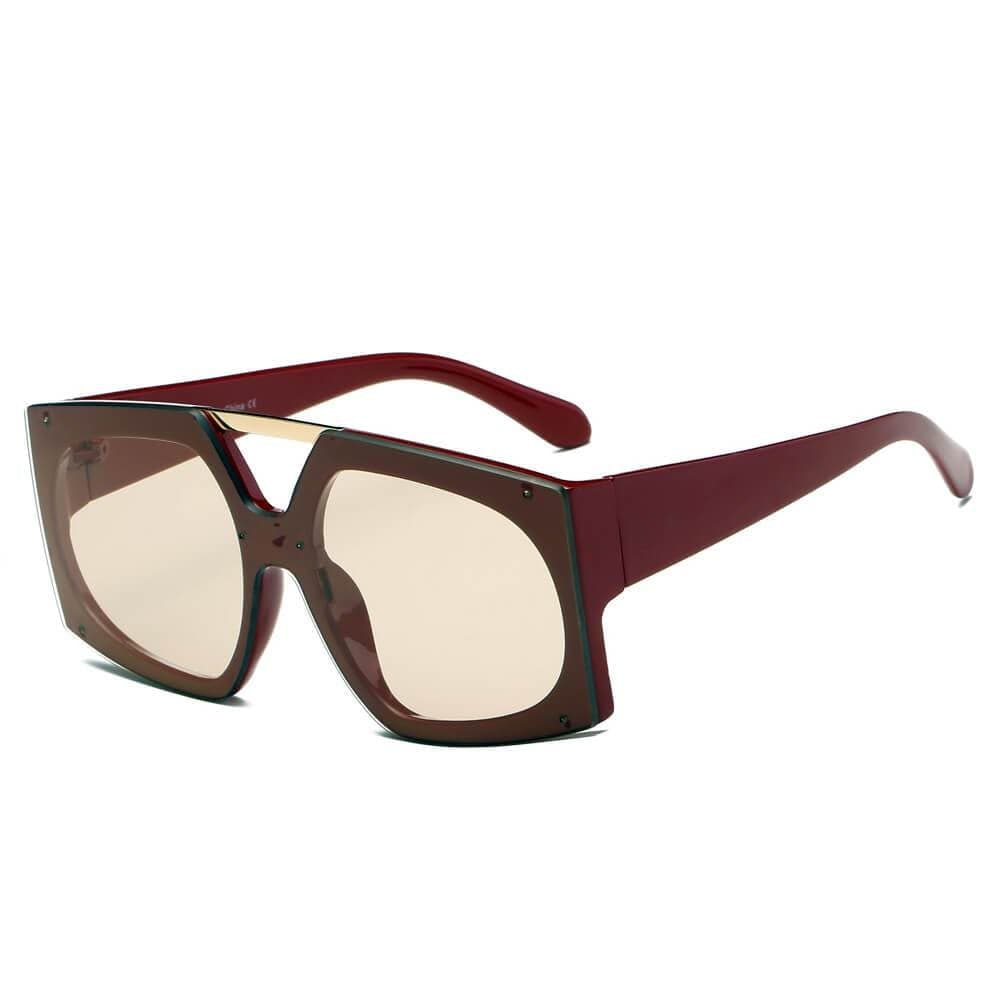 Cramilo Eyewear Women - Accessories - Sunglasses Maroon Cramilo Eyewear ESSEN | S2056 - Women Vogue Fashion Square Oversize Sunglasses