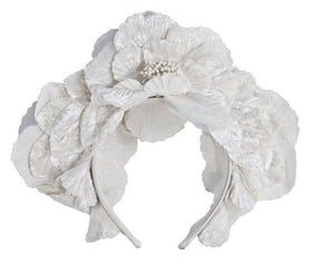 Cupids Millinery Accessories Cream flower halo fascinator