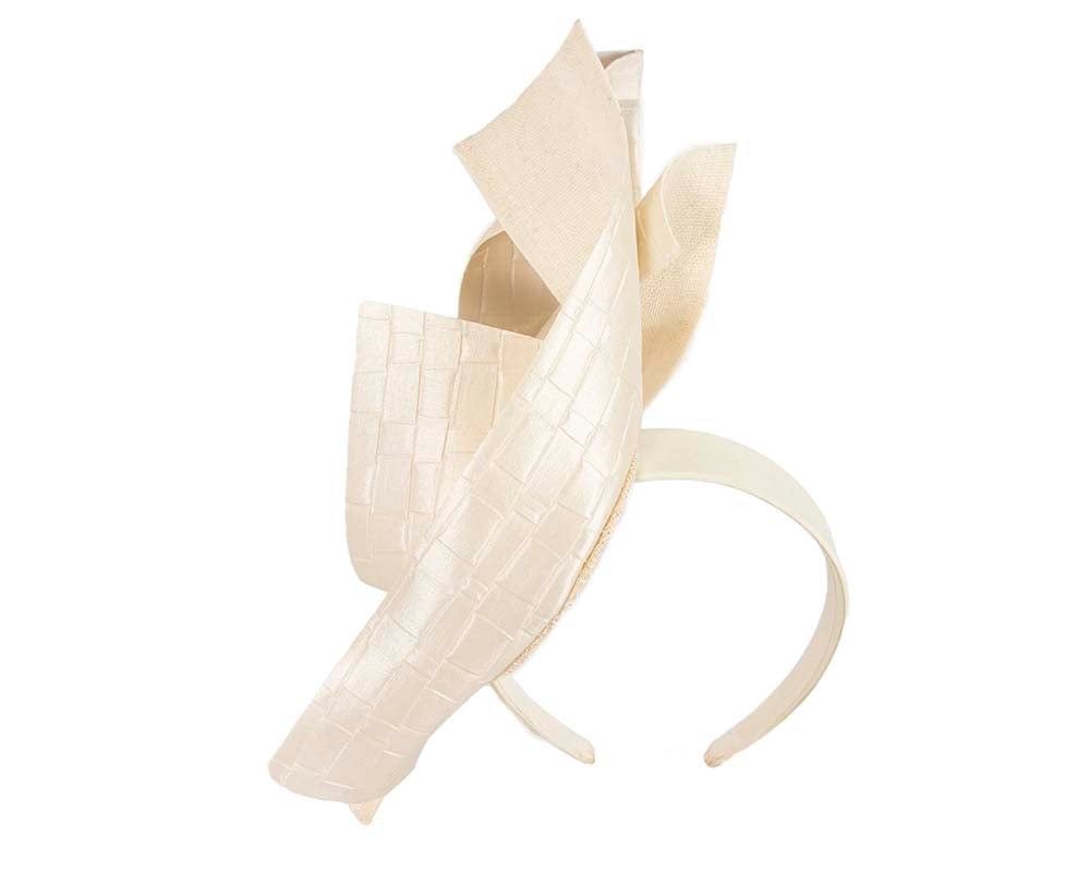 Cupids Millinery Accessories Cream leather fascinator