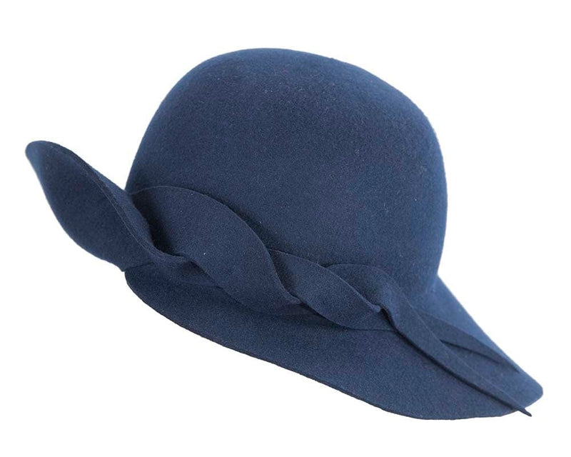 Cupids Millinery Accessories Exclusive wide brim navy felt hat