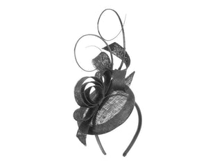 Cupids Millinery Accessories Tall black sinamay racing fascinator