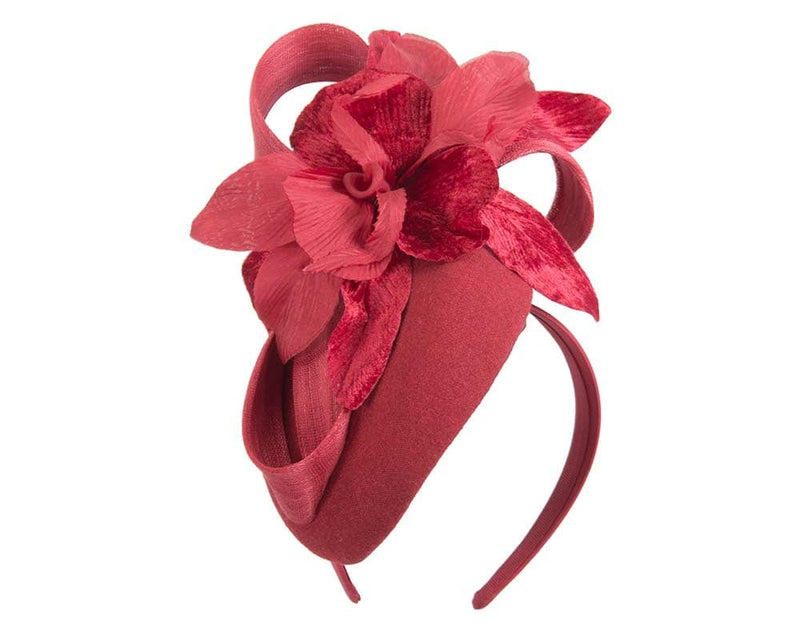 Cupids Millinery Accessories Tall red winter racing pillbox fascinator